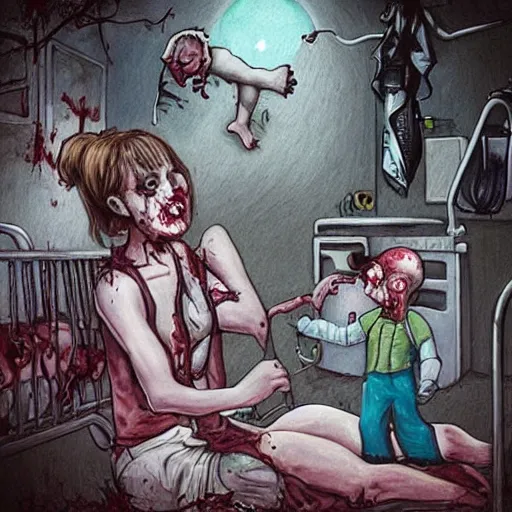 Image similar to “ sensual nurse vaccinating zombie childs in a hospital, fantasy, artwork ”