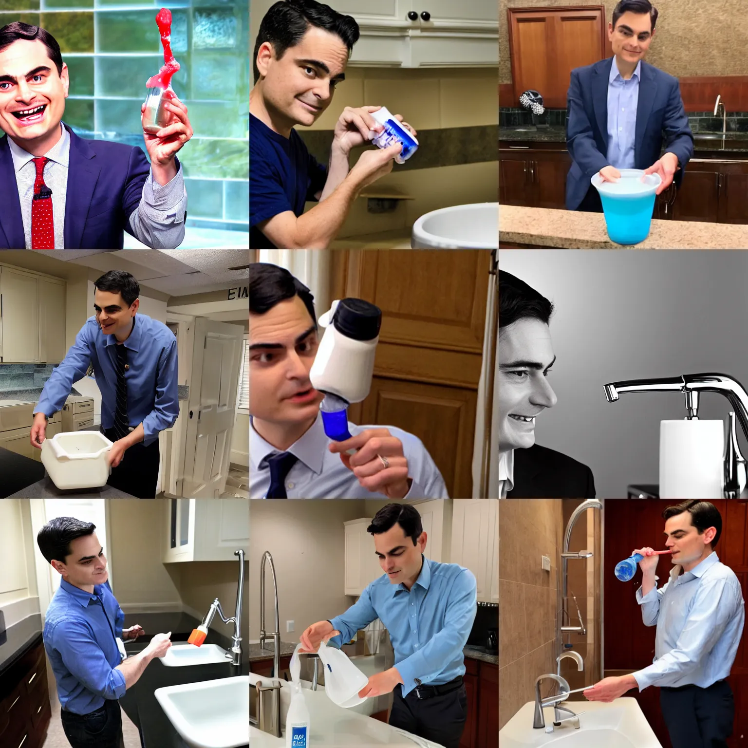 Prompt: ben shapiro pouring fluoride in the water