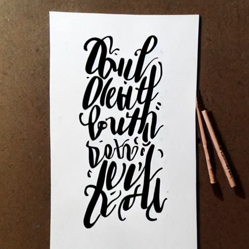 Prompt: beautiful modern calligraphy hand lettering of the words life before death