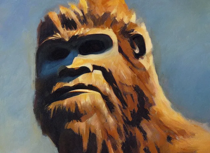 Image similar to a highly detailed beautiful portrait of bigfoot by gregory manchess, james gurney, james jean