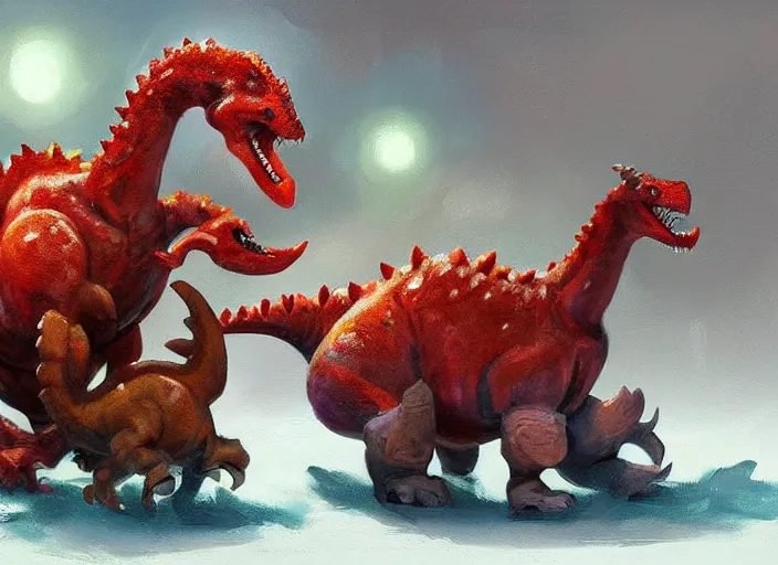 Prompt: concept art of cute candy dinosaurs, oil painting by jama jurabaev, extremely detailed, brush hard, artstation, for aaa game, high quality, brush stroke