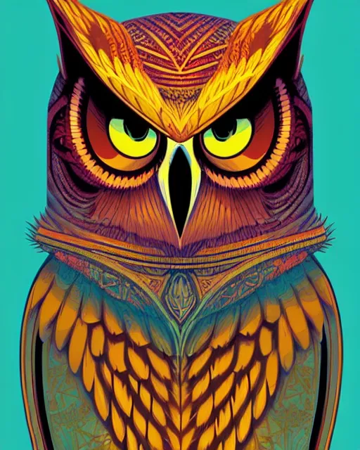 Prompt: concept art by dan mumford of a mask of symbolic owl, symbolism art style, digital painting, sharp focus, illustration