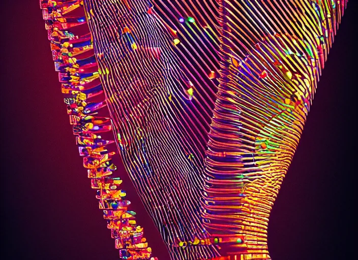 Image similar to portrait of a dna helix, colorful, modern art deco, mads berg, karolis strautniekas, stippled light, fine texture, editorial illustration, dramatic lighting, dynamic composition, detailed, matte print, dynamic perspective