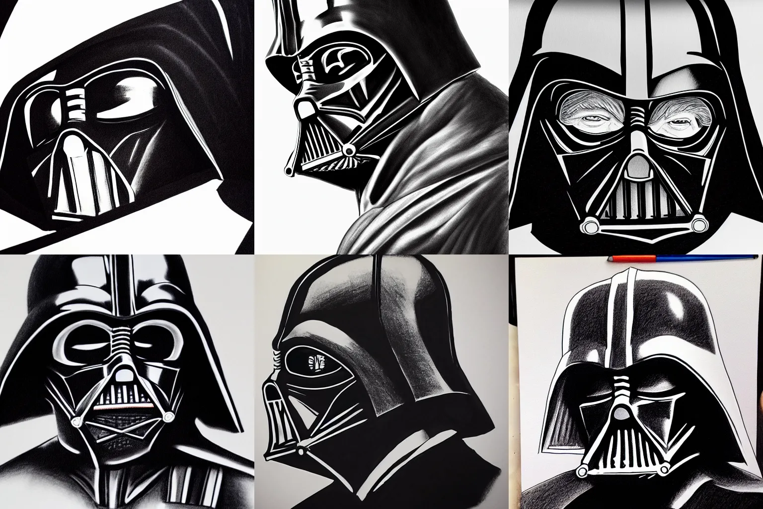 Image similar to trump as darth vader, ultra detailed pen sketch, hyperrealistic, fine texture, shading, intricate detail, skin detail, pores, pen and pencil shading, trending on artstation, deviantart