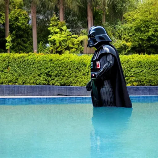 Image similar to Darth Vader bathing in a swimming pool