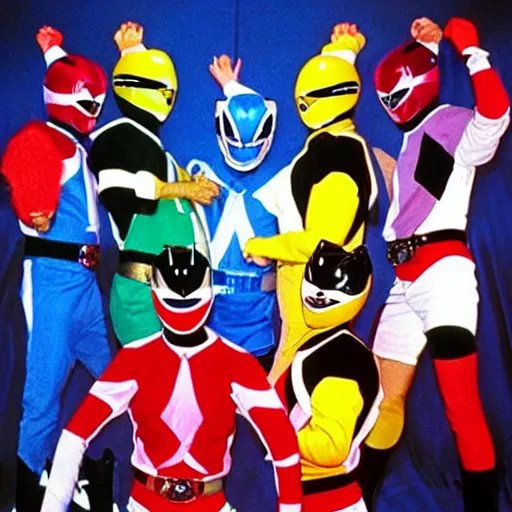 Image similar to Power Rangers Playing Basket Ball against the Tune Squad