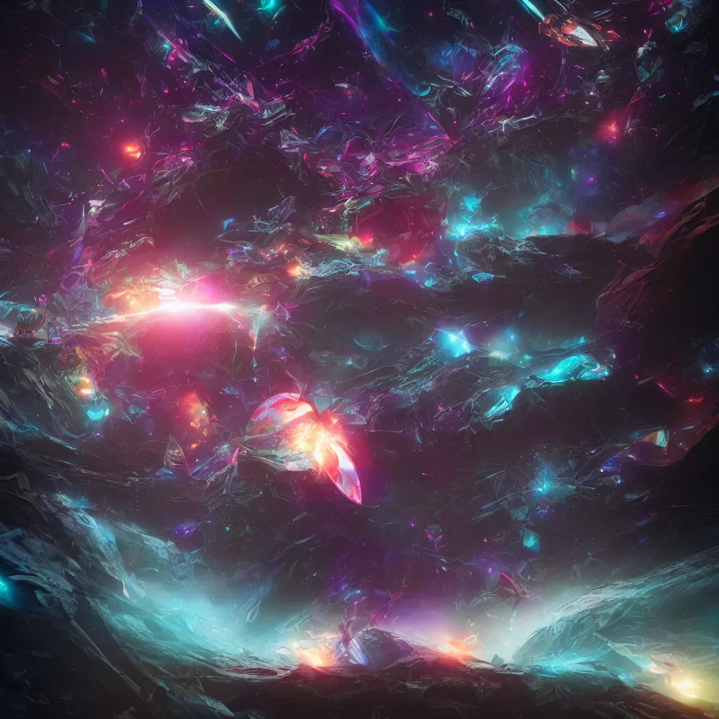 Image similar to letting go of reality and experiencing the quantum field and the cosmic void matte painting comic book art, cinematic, highly detailed, realistic, beautiful cosmic neural network, octane render, unreal engine, depth of field, trending on artstation, sharp focus, philosophical splashes of colors