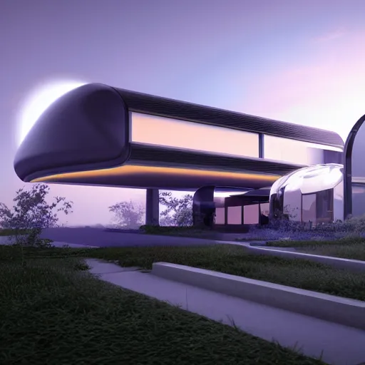 Image similar to Futuristic house with parametric architecture, octane render, cinematic lighting