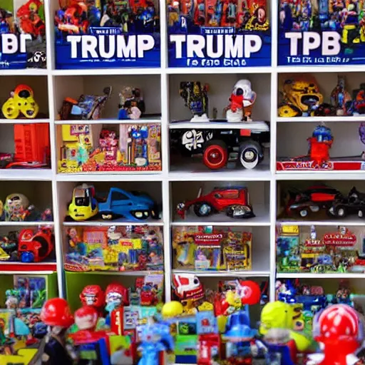 Prompt: Trump building a toy wall