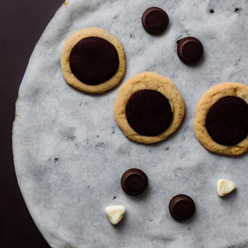 Image similar to the moon as a chocolate chip cookie, 4k food photograph