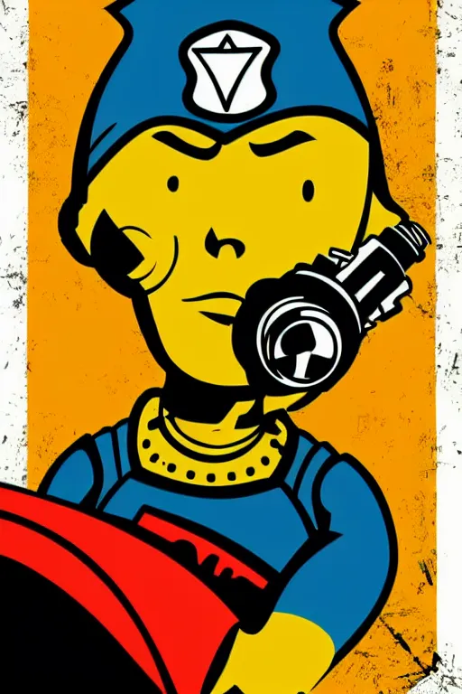 Image similar to fallout 7 6 retro futurist illustration art by butcher billy, sticker, colorful, illustration, highly detailed, simple, smooth and clean vector curves, no jagged lines, vector art, smooth andy warhol style