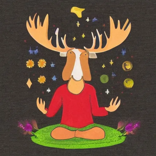 Image similar to i'm a metta ( meditation ) moose. i want to bring flourishing to the stars