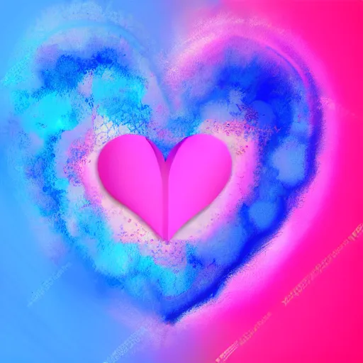 Prompt: a heart made of blue pink and purple in a digital art style, trending on art station, brush strokes, medium tones