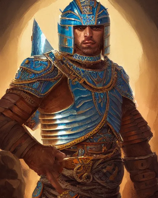 Prompt: digital painting of a mayan knight by filipe pagliuso and justin gerard, symmetric, fantasy, detailed, intricate, portrait, sharp focus, tarot card, handsome, gwent