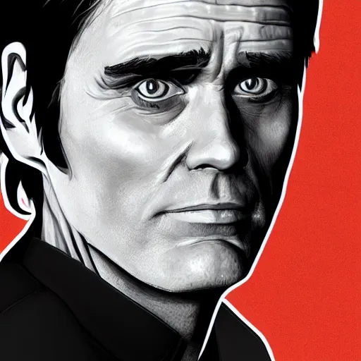 Prompt: Jim Carrey close up portrait in the style of GTA 5
