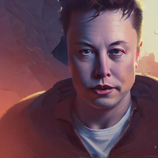 Image similar to Highly detailed portrait of cyborg elon musk, unreal engine, fantasy art by Greg Rutkowski, Loish, Rhads, ferdinand knab, Makoto Shinkai and Lois van baarle, ilya kuvshinov, rossdraws, Tom Bagshaw, alphonse mucha, global illumination, radiant light, detailed and intricate environment