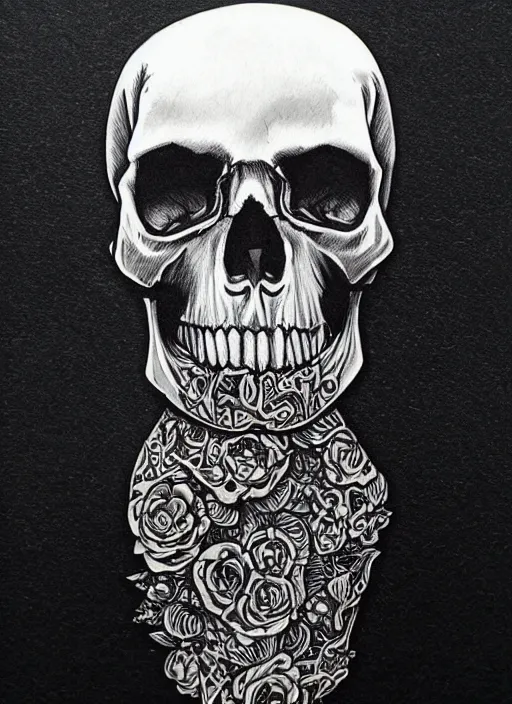 Image similar to intricate detailed cyberpunk skull, ivy, death,