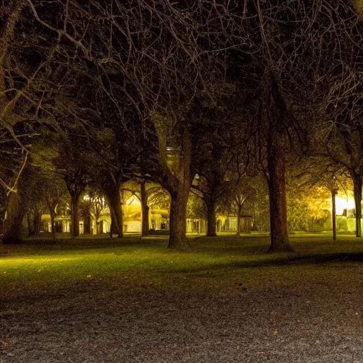 Image similar to eerie park at night, creepy, unsettling