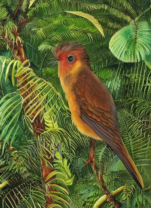 Image similar to rare bird in the jungle, highly detailed