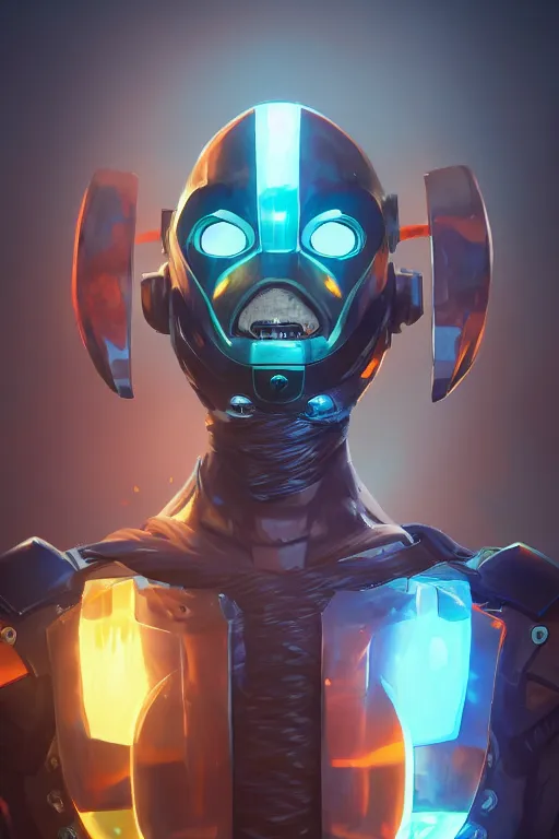 Image similar to epic mask helmet robot ninja portrait stylized as fornite style game design fanart by concept artist gervasio canda, behance hd by jesper ejsing, by rhads, makoto shinkai and lois van baarle, ilya kuvshinov, rossdraws global illumination radiating a glowing aura global illumination ray tracing hdr render in unreal engine 5