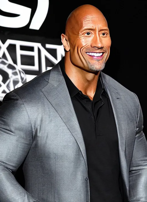 Prompt: Dwayne Johnson with a very slim and thin and skinny body