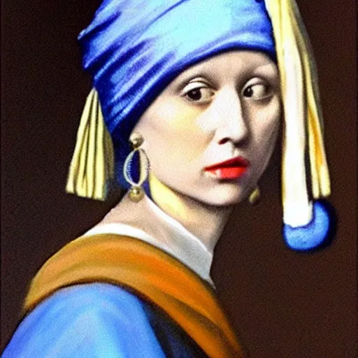 Prompt: girl with the pearl earring with trump instead of a girl