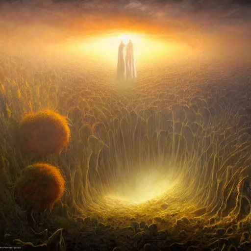 Image similar to the valley of ashes, by Mariusz Lewandowski, Remedios Varo, Tomasz Alen Kopera, Shaun Tan, Andrew Ferez,, dramatic lighting