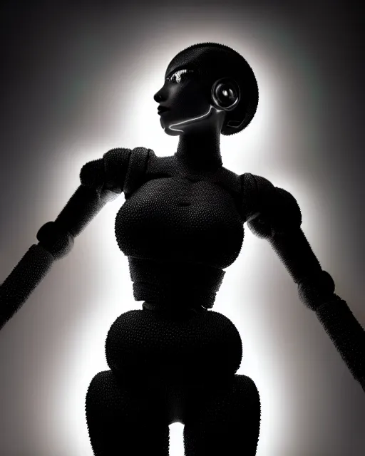 Image similar to black and white high quality photo of a beautiful female AI vegetal-cyborg looking into a sci-fi mirror, volumetric lighting, liminal space, brutalism, foggy, dreamy, hyperdetailed, bokeh, photorealistic, cinematic, masterpiece, Metropolis, elegant, dark, by Fritz Lang in the style of Horst P. Horst, octane render, 8K,