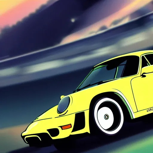 Prompt: ikari shinji riding porsche car, full hd, 4 k anime wallaper