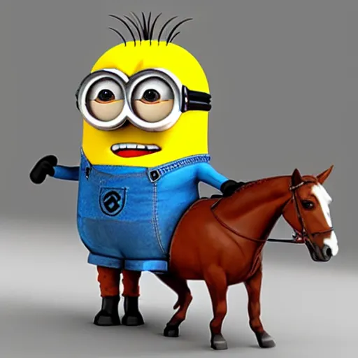 Prompt: minion riding a horse, 3 d digital art