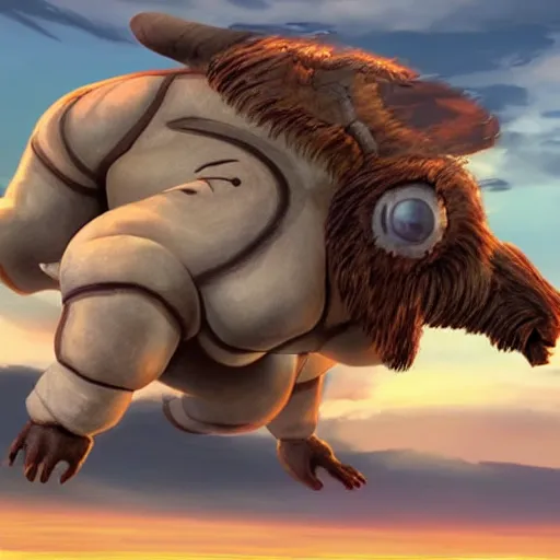 Image similar to tardigrade-like flying bison with aang as air-nomads; The Avatar: The Last Airbender and The Avatar: The Legend of Korra