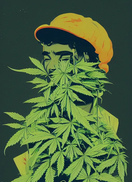 Image similar to profile picture by sachin teng x ofwgkta, marijuana, organic painting, asymmetrical, green, marijuana smoke, matte paint, hard edges, energetic