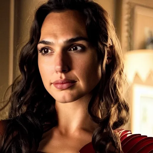 Image similar to a portrait of Gal Gadot wearing Superman suit of Henry Cavill version