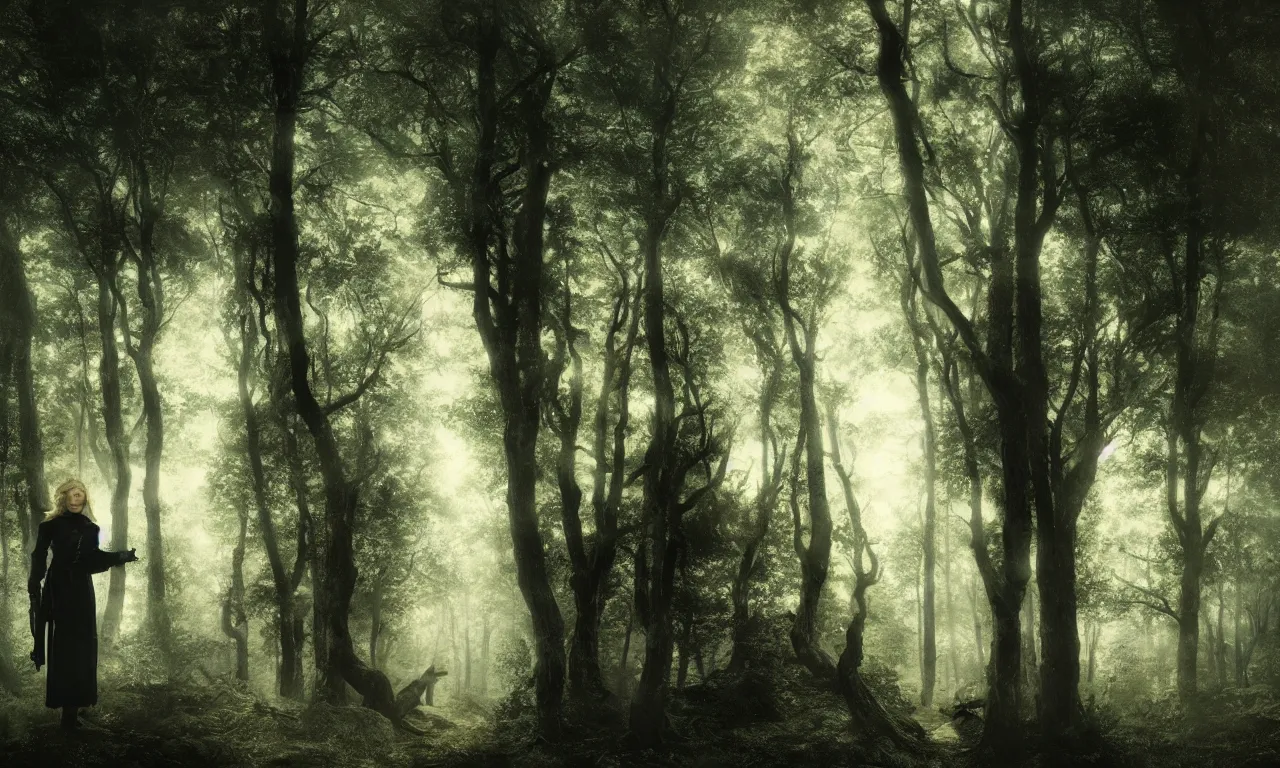 Image similar to cate blanchett, hero of the woods. andreas achenbach, mikko lagerstedt, zack snyder, tokujin yoshioka