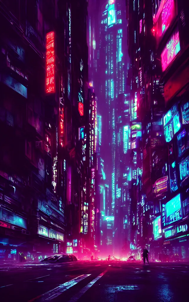 Image similar to concept art of a magnificent dark neon futuristic cyberpunk city bustling street at night cyberart by liam wong in the film akira rendered in octane, 3 d render, trending on cgsociety, blender 3 d