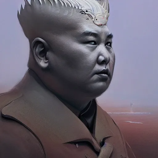 Prompt: Portrait of Kim Jong-un as demonic chaos god, dark fantasy, intricate, smooth, artstation, painted by Wayne Barlowe, Greg Rutkowski, Zdislav Beksinski