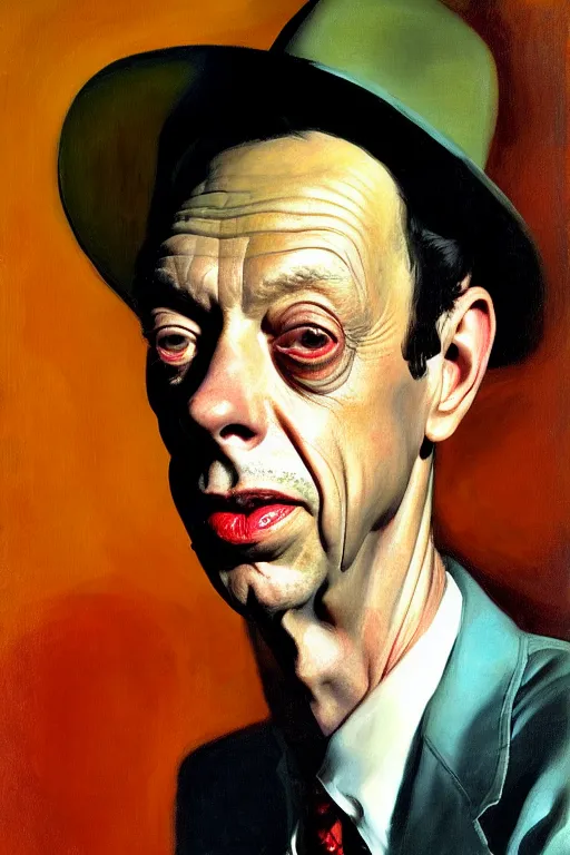 Prompt: portrait of don knotts sitting with full face full figure seductive sensual alluring attractive, in the style of disco elysium, expressionism, artstation, trending, andrew wyeth, jamie wyeth, john singer sargent,
