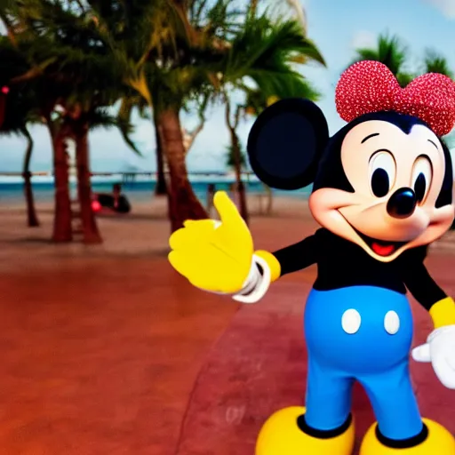 Prompt: mickey chilling in aruba, disney world, mickey mouse, aruba