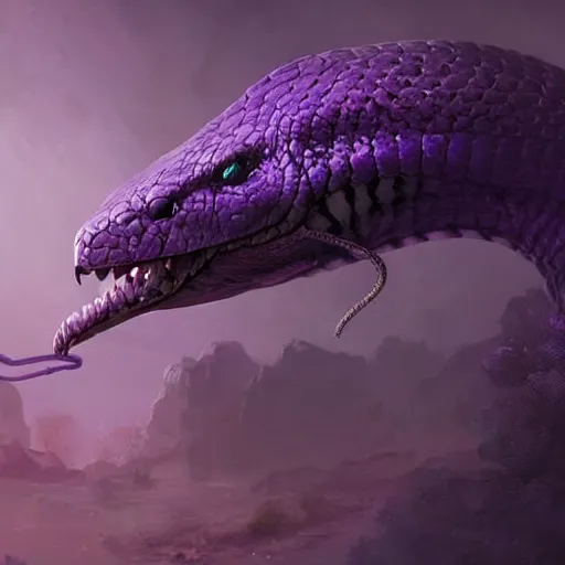 Prompt: a violet snake-head female assassin, snake!, snake-head!, violet theme, epic fantasy digital art, fantasy style art, by Greg Rutkowski, fantasy hearthstone card art style