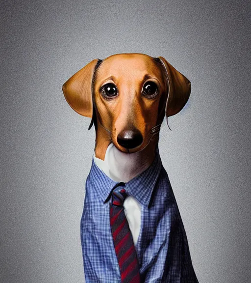 Image similar to owen wilson as an anthropomorphic dachshund : : headshot : : studio lighting,