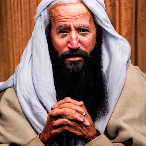 Prompt: 4 k portrait sony a 7 f 2. 8 of president joe biden as a taliban leader