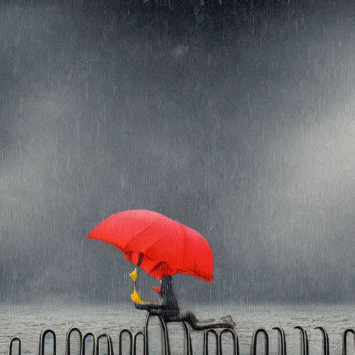 Prompt: rainy day, surrealism