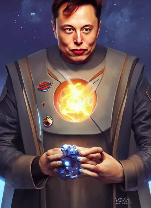 Image similar to elon musk as a electric space mage by vladimir volegov and alexander averin and peder mørk mønsted and ross tran and raphael lacoste