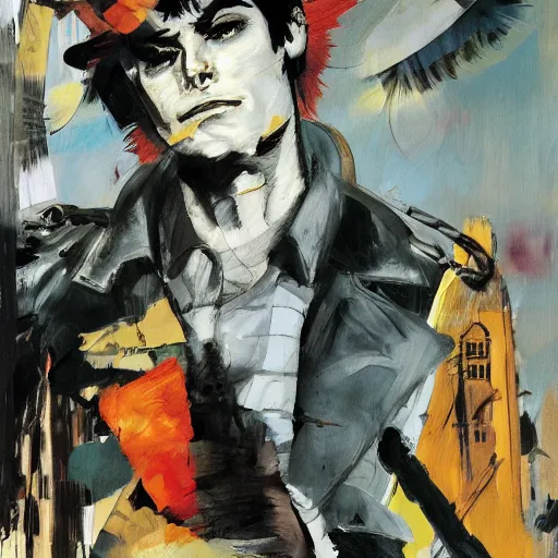 Image similar to portrait of corto maltese dreaming about valparaiso, by dave mckean and yoji shinkawa, oil on canvas