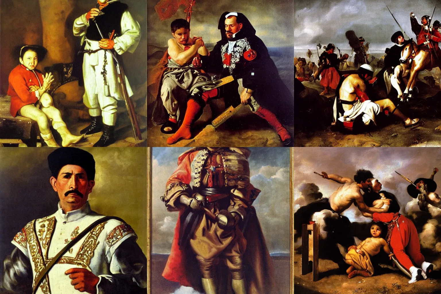 Prompt: war and peace : give heed to me. painting by diego velasquez.