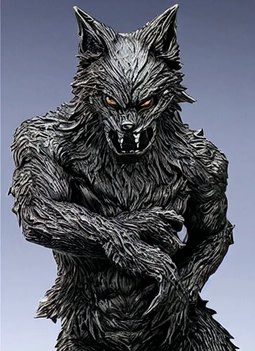 Prompt: Image on the store website, eBay, Wonderfully detailed 80mm Resin figure of a evil werewolf .