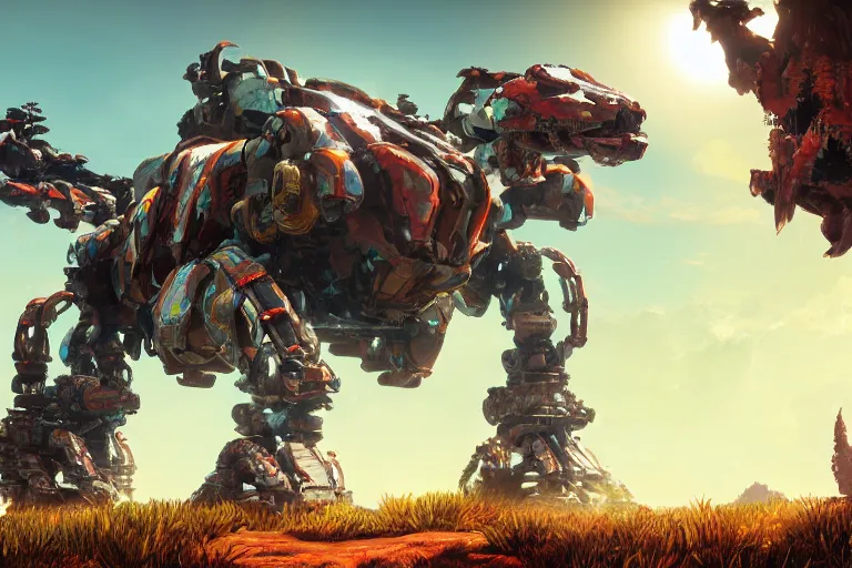 Image similar to shellsnapper machine mecha animal beast robot of horizon forbidden west horizon zero dawn bioluminiscence global illumination ray tracing hdr fanart arstation by sung choi and eric pfeiffer and gabriel garza and casper konefal