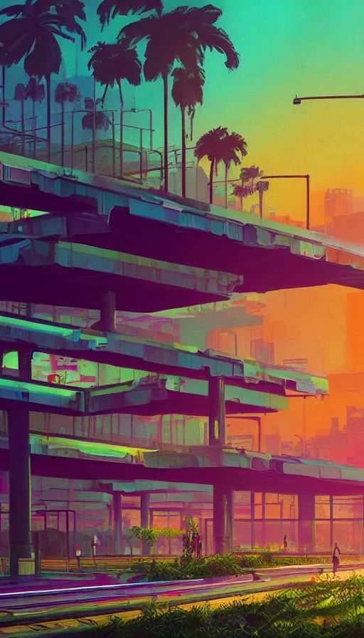Prompt: a beautiful photorealistic painting of building metro station by john william casilear, gem retrowave meadow vaporwave bladerunner 2 0 4 9 sunset saturn junglepunk reclaimed by nature rainforest landscape poppy darkacademia synthwave, archdaily, wallpaper, highly detailed, trending on artstation.