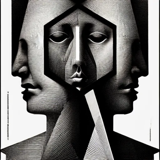 Image similar to grainy effect conceptual figurative post - morden monumental abstract portrait made by escher and piranesi, highly conceptual figurative art, intricate detailed illustration, illustration sharp geometrical detail, vector sharp graphic, controversial poster art, polish poster art