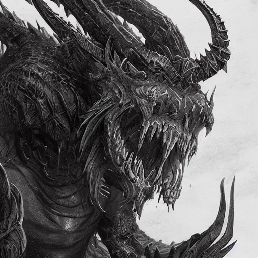 Prompt: a highly detailed portrait of a massive epic fantasy creature concept art